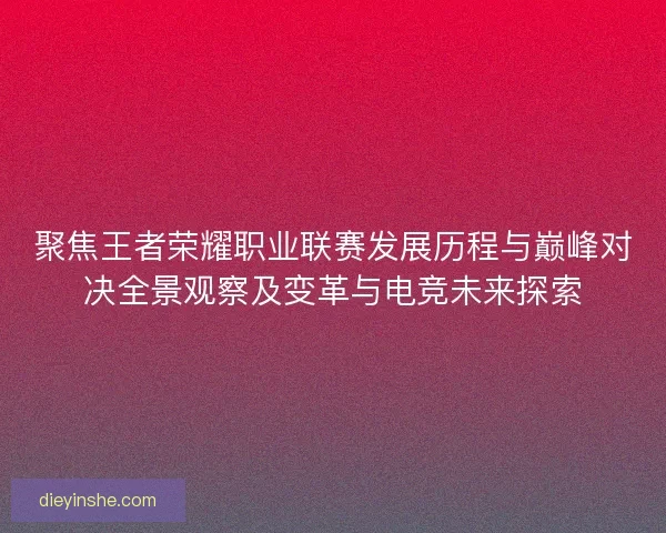 聚焦王者荣耀职业联赛发展历程与巅峰对决全景观察及变革与电竞未来探索